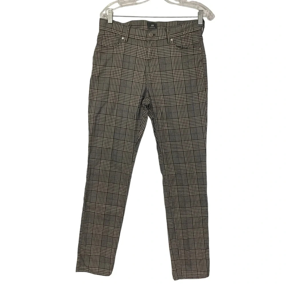 H&M Plaid Trouser Pants Skinny Fit Women’s US Size 30 Academia Work Wear  Fall